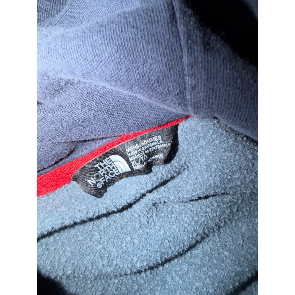 The North Face Mens XL Heather Grey Distressed Logo Fleece Pullover Hoodie
